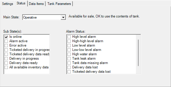 status of a tank gauge