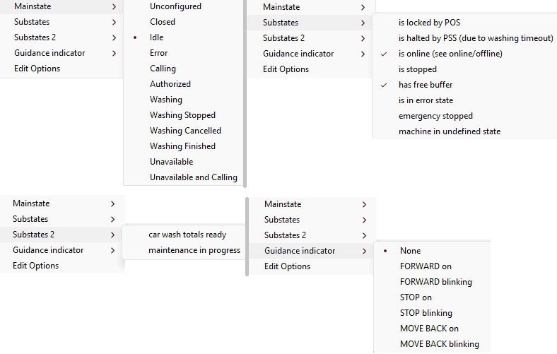 washing point status and substates